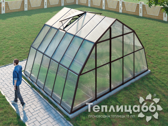 Теплица Рада Балхаш из поликарбоната, 5х4 метра, коричневая